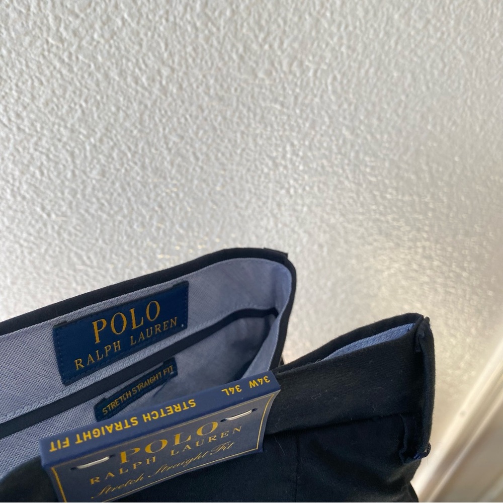 NWT Polo Ralph Lauren Black Stretch Straight Fit Trouser Dress Pants Mens 34 - Picture 8 of 9
